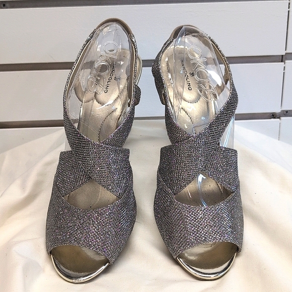 BANDOLINO Malorie Slingback Heels Peep Toe Gold Sparkle Women Size 10 - Picture 1 of 8